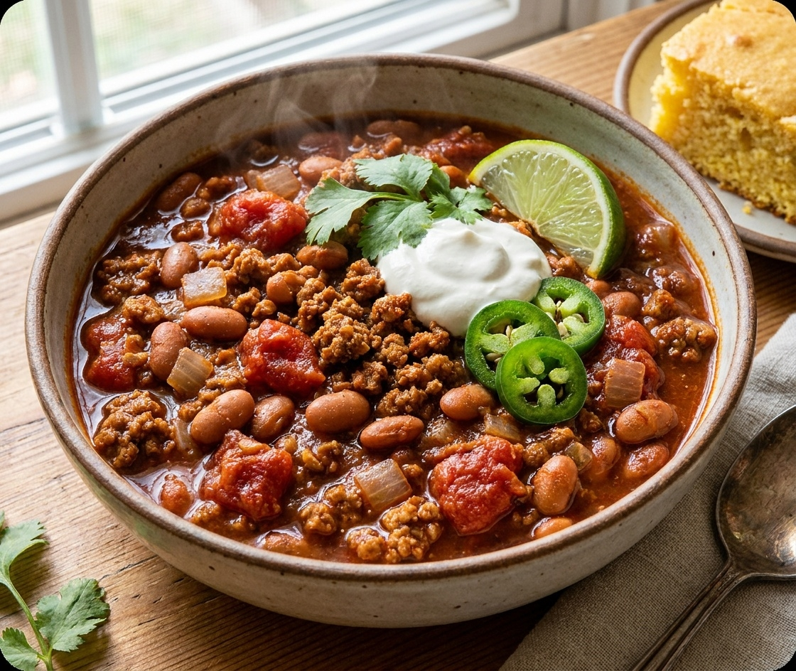 
                    Vegan Crumble Chili
                  