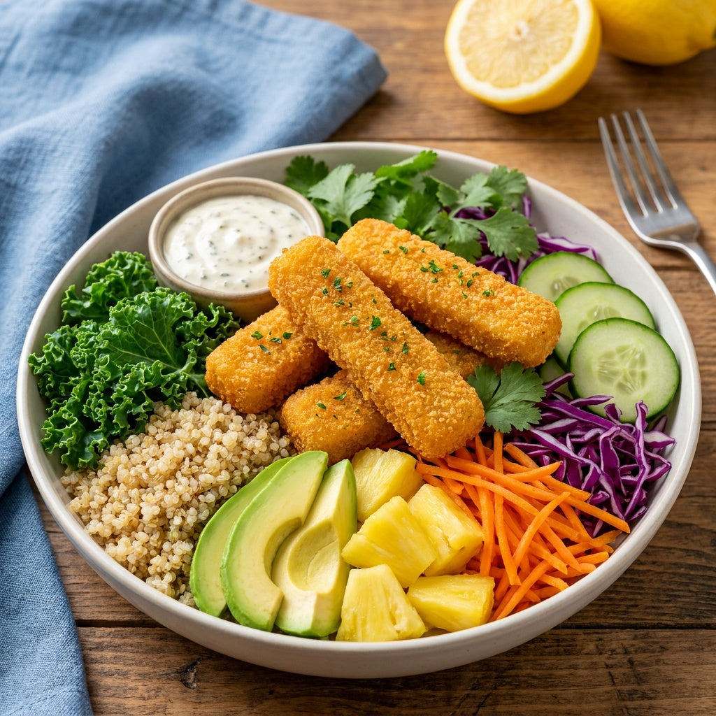 
                    Vegan Fish Power Bowl
                  